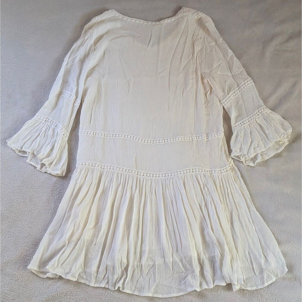 Crochet Lace Tunic Mini Dress Women's Small White - Picture 3 of 7